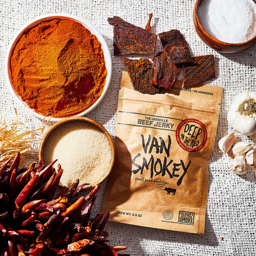 Hickory Smoked Beef Jerky. Grass-fed Beef. Hatch Chile. Southwest BBQ. Small-batch. Catskills, New York