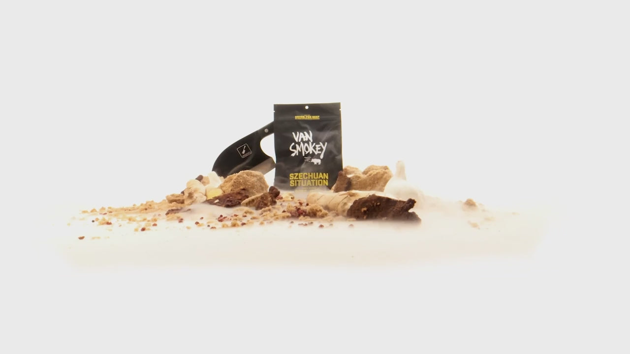 Load video: Van Smokey Szechuan Situation Beef Jerky